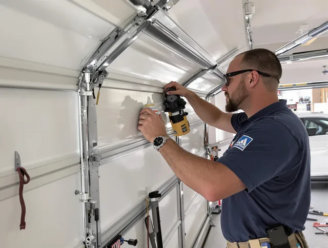 Vernon Garage Door Repair technician quieting a noisy garage door in Vernon