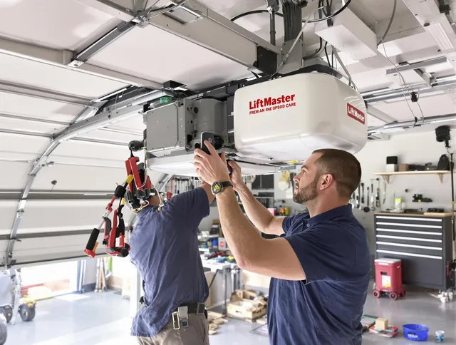 Vernon Garage Door Repair technician performing advanced diagnostics on garage opener in Vernon
