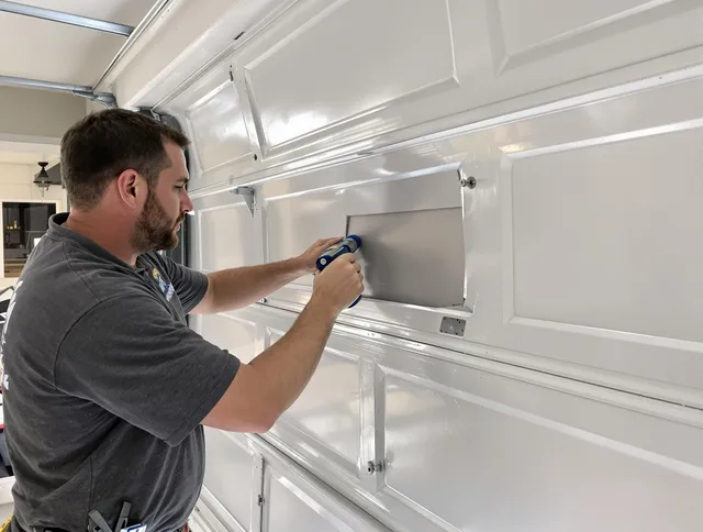 Garage door panel repair by Vernon Garage Door Repair in Vernon
